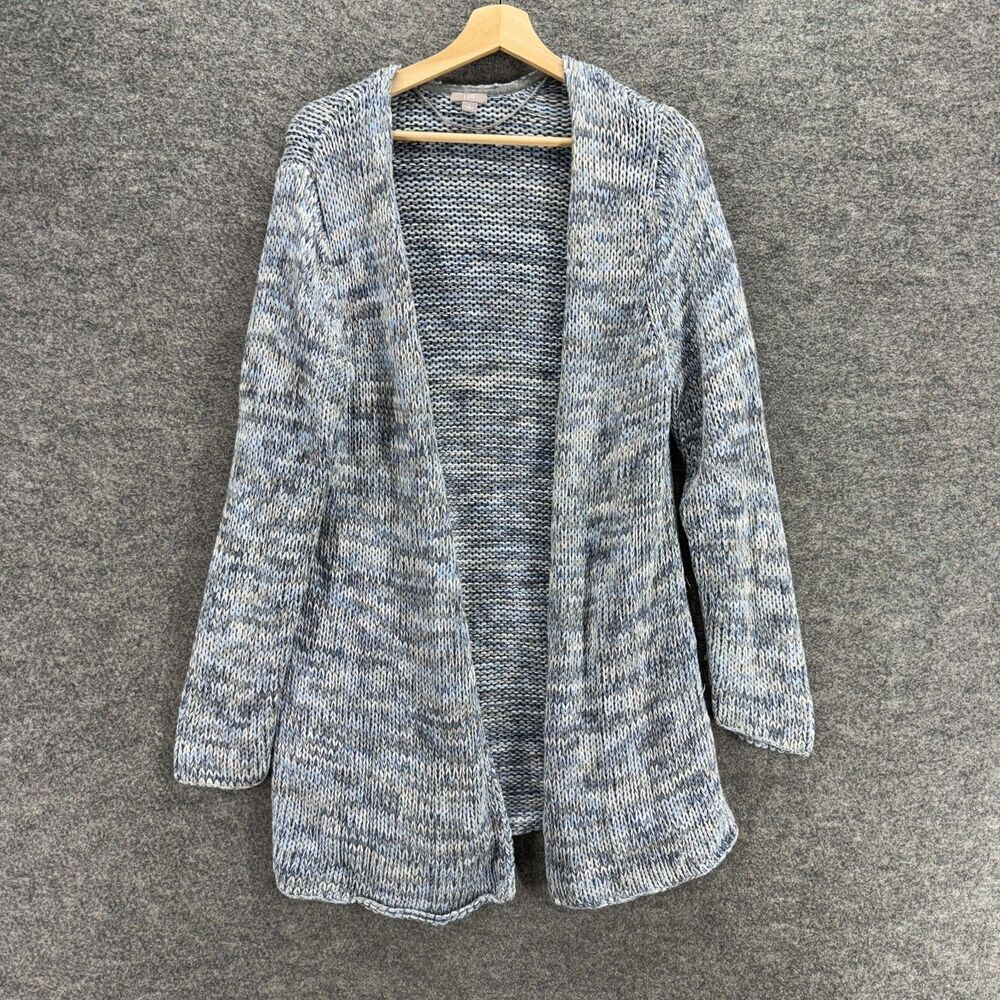 J. Jill Cardigan Women L Large Gray Open Front Long Sleeve Knit Cotton Casual